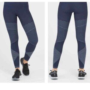 Spanx Seamless Look at Me Now Moto Indigo Sky Blue Large Women Leggings